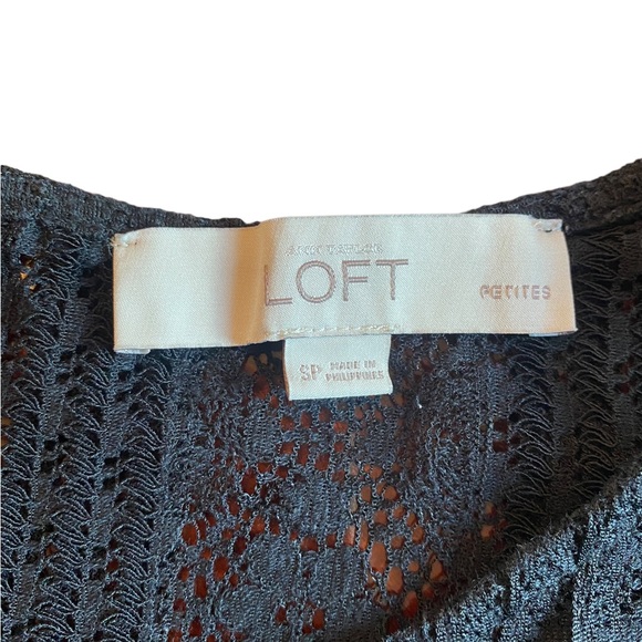 LOFT Black Lace Short Sleeved Textured Top - Picture 6 of 10